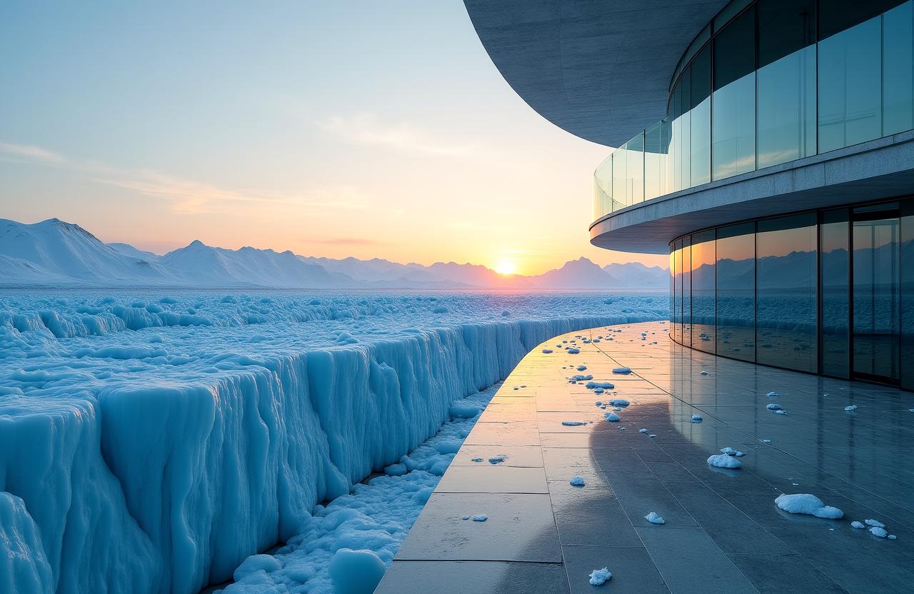 Panoramic view of a glacier-inspired strategic landscape